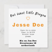 Carte Pixel de Birth Boy Card Cute Dragon art (Dos)