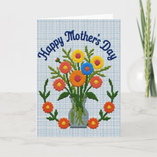 Carte Pixel Fête des Mères Florale