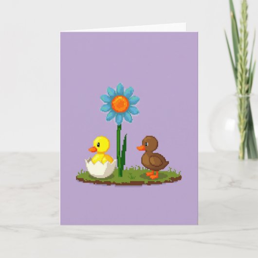 Carte Pixel Flower Friends Mignonne (Devant)