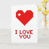 Carte Pixel Heart Je T'Aime (Fleur jaune)