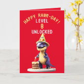 Carte Pixel Jeu Rouge et Jaune Trex Anniversaire (Fleur jaune)