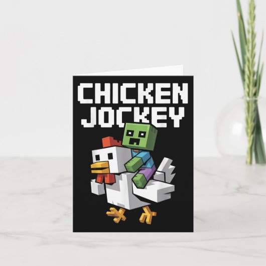 Carte Pixel Jockey Poulet Drôle (Devant)