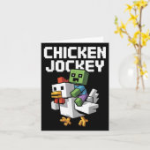 Carte Pixel Jockey Poulet Drôle (Fleur jaune)