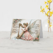 Carte Pixie Fairy de Noël Jouer une harpe (Fleur jaune)
