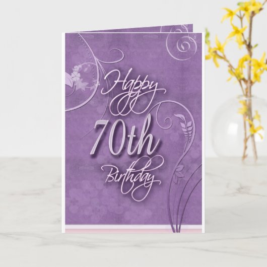 Carte Pizazz pourpre pour le soixante-dixième (Fleur jaune)