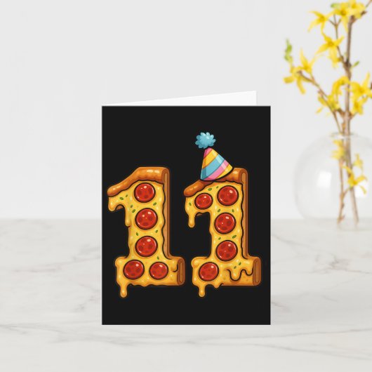 Carte Pizza 11e anniversaire 11 ans Vieux Casquette de p (Fleur jaune)