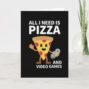 Carte Pizza de joueur drôle de garçon enthousiaste de je