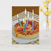 Carte Pizza et bougies d'anniversaire (Fleur jaune)
