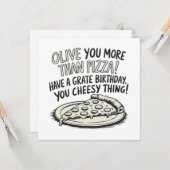 Carte Pizza Joyeux anniversaire (Devant/Arrière en situation)