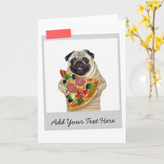 Carte Pizza Slice Carlin Chien Funny Card (Fleur jaune)