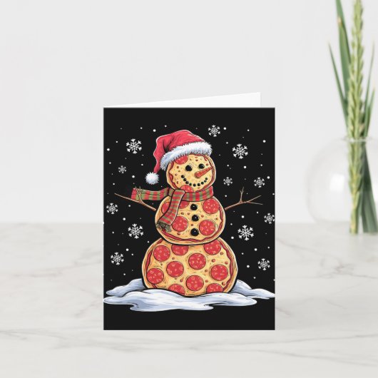 Carte Pizza Snowman - Santa Hat - Christmas Pizza Party (Devant)