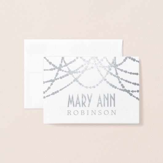 Carte Place Art Déco Silver String Lights (Devant avec enveloppe)