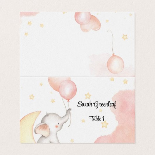 Carte Place Elephant Rose (Outside Unfolded)