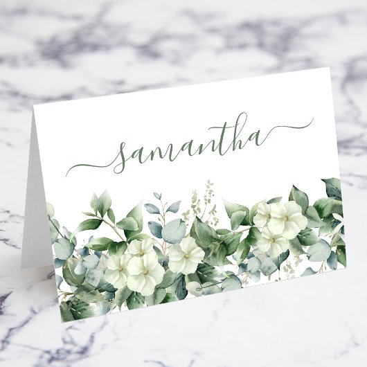 Carte Place Eucalyptus Floral Aquarelle