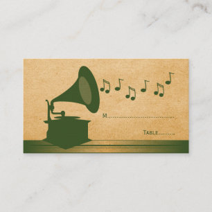 Carte Place Gramophone Vintage Vert