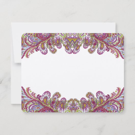 Carte Place Mariage damassé Green et Raspberry (Dos)