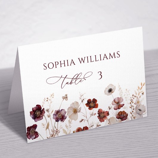 Carte Place Mariage Fleur sauvage Automne