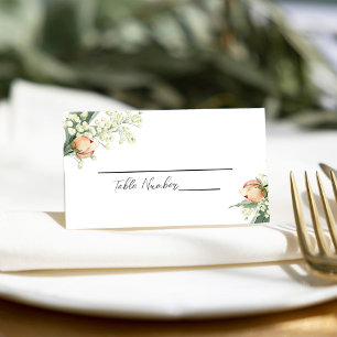 Carte Place Mariage Floral Peach Watercolor