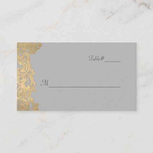 Carte Place Mariage gris et or chic (Devant)