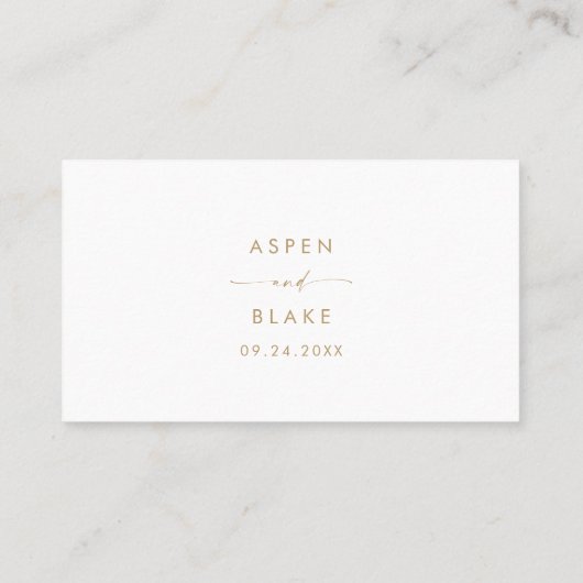 Carte Place Mariage moderne Gold Script (Dos)