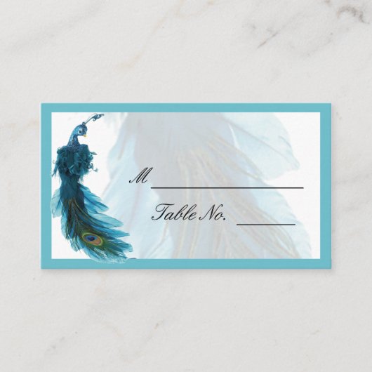 Carte Place Mariage Plume Peacock turquoise (Devant)