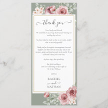 Carte Place Mariage vert Sage Floral