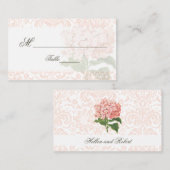 Carte Place Mariage vintage Rose Hydrangea (Devant / Derrière)