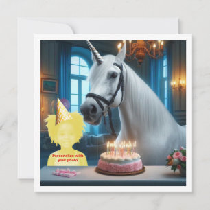 Carte Place mon visage dans l'image, licorne et enfant