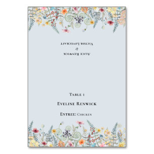 Carte Place pliable fleur sauvage Dusty Blue Menu