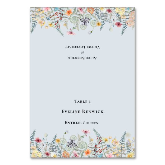 Carte Place pliable fleur sauvage Dusty Blue Menu (Par défaut)