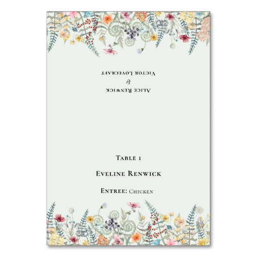 Carte Place pliable fleur sauvage Fern Mint Menu (Par défaut)