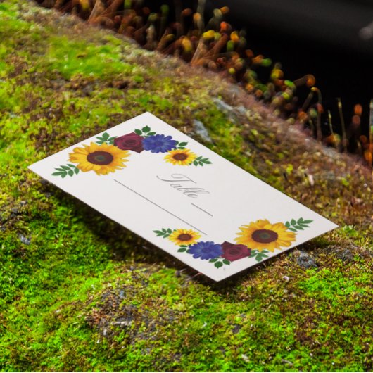 Carte Place Rose de tournesol Floral Mariage