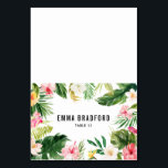 Carte Place Tropical Floral Aquarelle<br><div class="desc">Une carte de lieu ludique et fantaisiste avec hibiscus aquarelle,  feuilles de palmiers,  feuilles de bananes et autres accents tropicaux. Cette carte de séjour personnalisable est parfaite pour les mariages d'été,  les douches nuptiales,  les baby showers,  les anniversaires et autres événements similaires.</div>