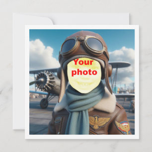 Carte Placez mon visage dans la photo, avion volant, pil