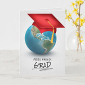 Carte plafond de graduation rouge sur globe (Fleur jaune)