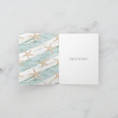 Carte Plage Aqua Mint Starfish Stripes Merci (Intérieur)