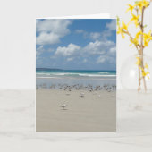 Carte Plage avec mouettes (Fleur jaune)