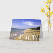 Carte Plage de Baie Longue, Saint-Martin | Anniversaire (Fleur jaune)