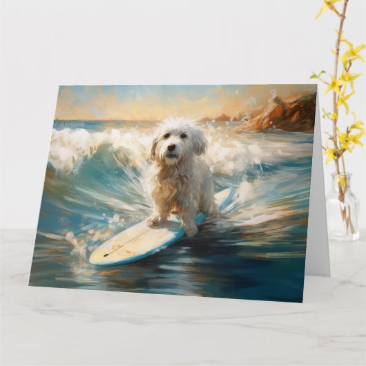 Carte Plage de Coton De Tulear Peinture de surf (Fleur jaune)