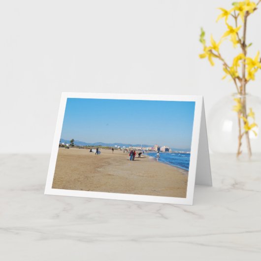 Carte Plage de Malvarossa à Valence, Espagne (Fleur jaune)