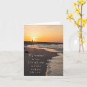 Carte Plage De Marche En Couple À Sunrise John 15 12 (Fleur jaune)