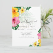 Carte Plage de Paradise Tropical Mariage Florales vibran (Debout devant)