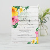 Carte Plage de Paradise Tropical Mariage Florales vibran (Debout devant)