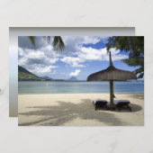 Carte Plage de sable blanc et parapluie (Devant / Derrière)