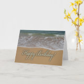 Carte Plage de sable de joyeux anniversaire (Fleur jaune)