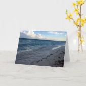 Carte Plage de sable Océan Bleu de mer des Caraïbes (Fleur jaune)