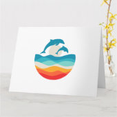 Carte Plage Dolphin vintage Retro Summer Time (Fleur jaune)