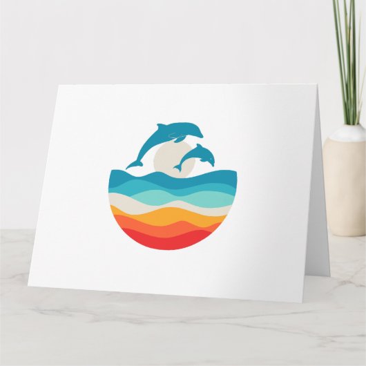 Carte Plage Dolphin vintage Retro Summer Time (Devant)