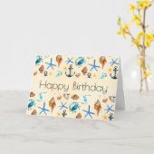 Carte Plage Et Vie Maritime Motif À Thème Joyeux Anniver (Fleur jaune)