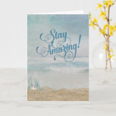 Carte plage extraordinaire d'anniversaire de séjour avec (Fleur jaune)